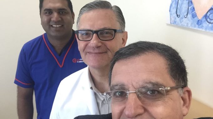 With Dr Riyadh chair of surgical services Alzahra Center together we work symbol of Alzahra Team November 2017