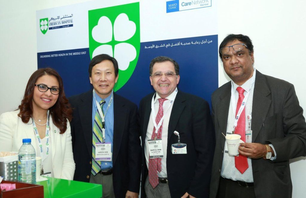 In Arab health meeting with The team from the AMERICAN hospital, Safinaz, Aaron Han and Arun Kanala, January 2018.
