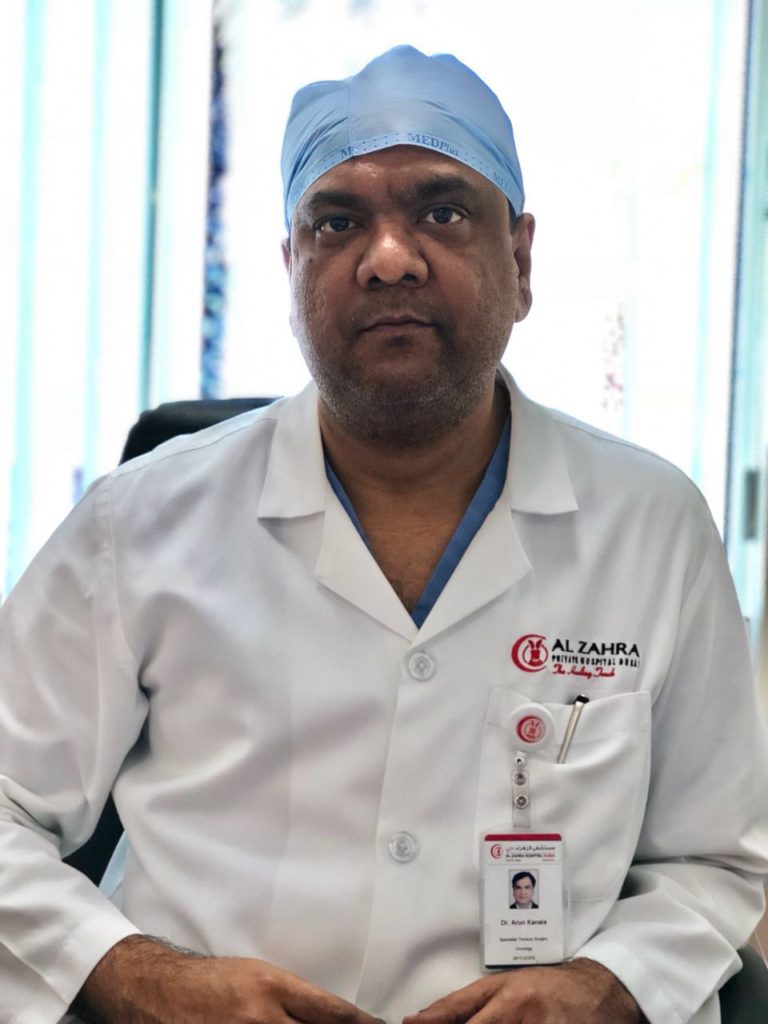Our prime ER thoracic oncologist Dr Arun Kanala Harvard trained in Alzahra Cancer center, Dubai 2018.