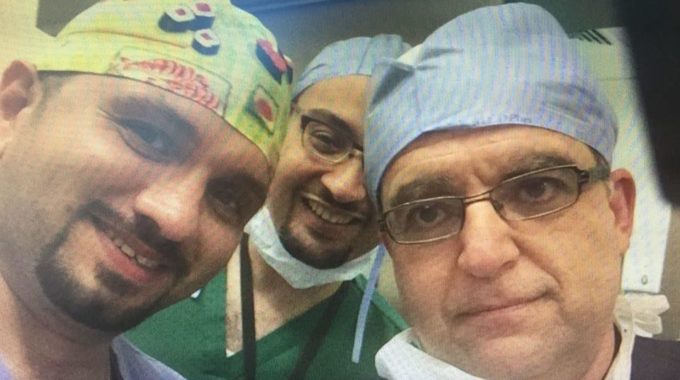 Photo with surgical oncology team in 2016 with Dr Samim Alzubaidi at Alzahra Cancer Center.