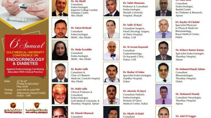 Book your calender .. the 6th Annual Gulf Medical University Endocrinology and Diabetes Confidence 11-12 May Dubai Millinium Airport Hotel
