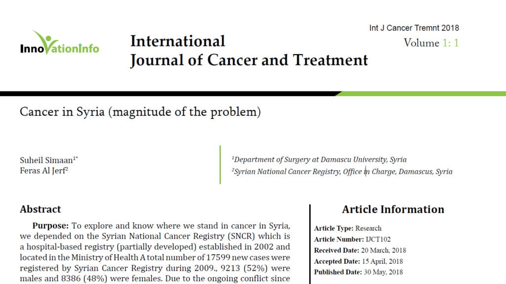 International Journal of Cancer and Treatment